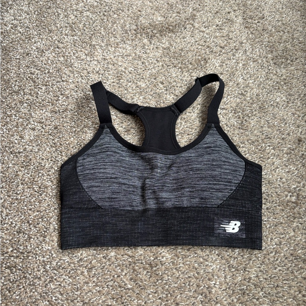 New Balance Heathered Black Sports Bra